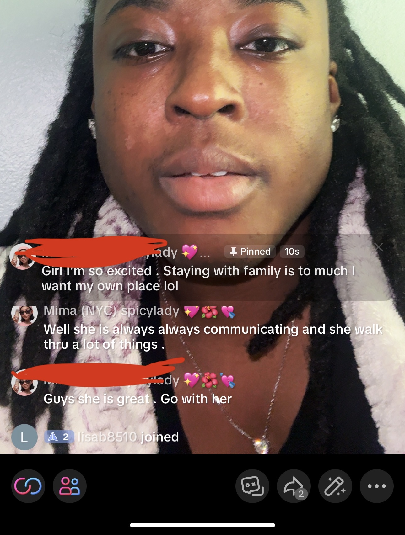 Client testimonial screenshot from TikTok Live